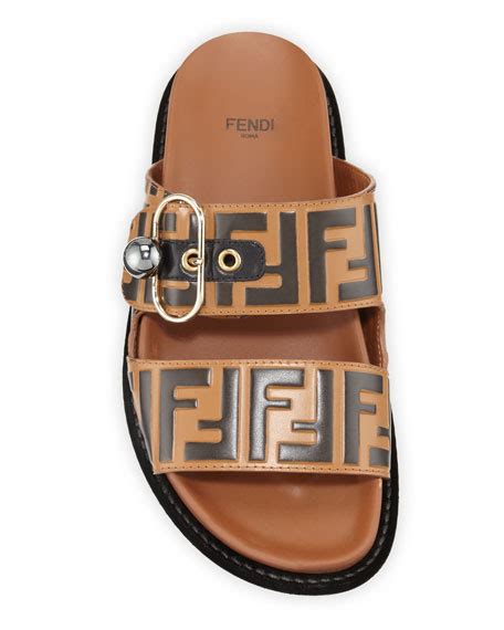 fendi pearland ff leathet sandal|Fendi Pearland Zucca FF Logo Slides .